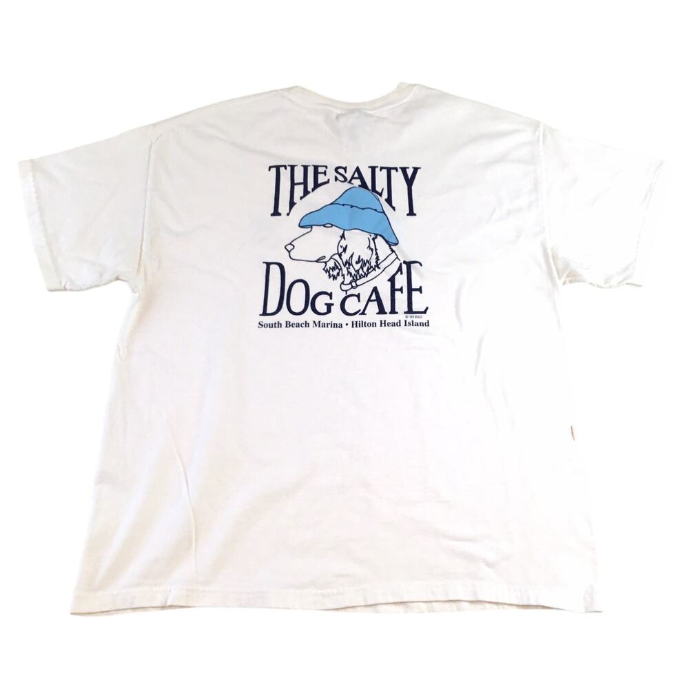 Salty Dog Cafe Hilton Head T-Shirt Blue Classic Logo Vtg XL - Picture 2 of 3